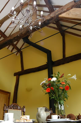 Vaulted ceiling in bed and Breakfast dining room